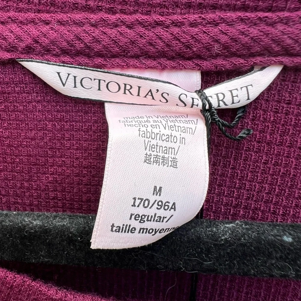 VICTORIAS SECRET Waffle Knit Wine Pajama Set Women’s Medium NWT NEW Flat